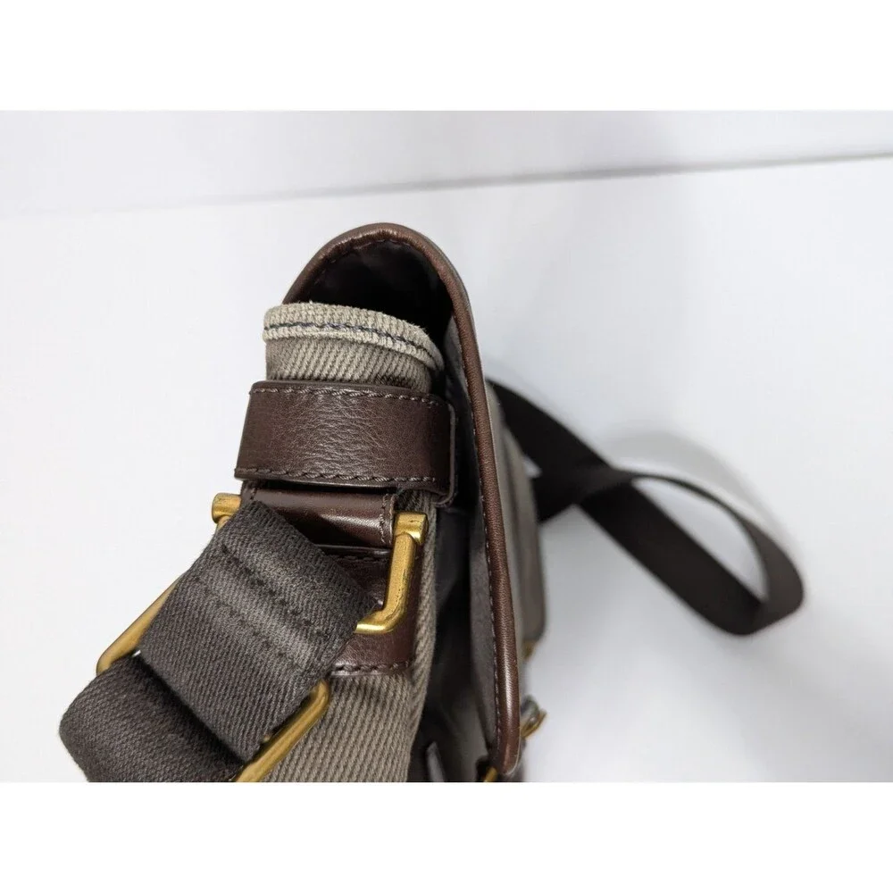 Fossil Estate City Gray Canvas Leather Accents Messenger Bag 12”x 9”